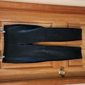 Eileen Fisher Black Leather Front Pants Pull‎ On Petite Medium